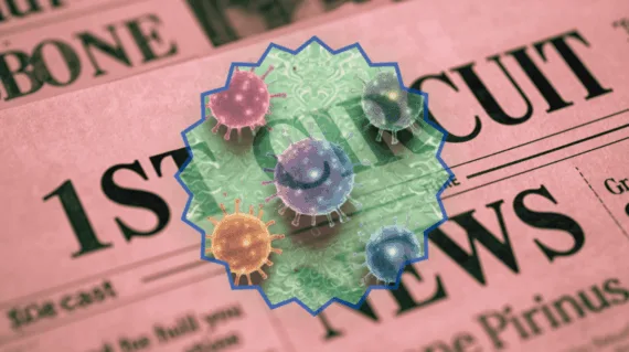 1st Circuit Dupixent News headline featuring skin cancer cells
