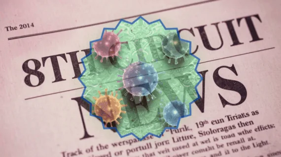 8th Circuit Dupixent News headline featuring skin cancer cells