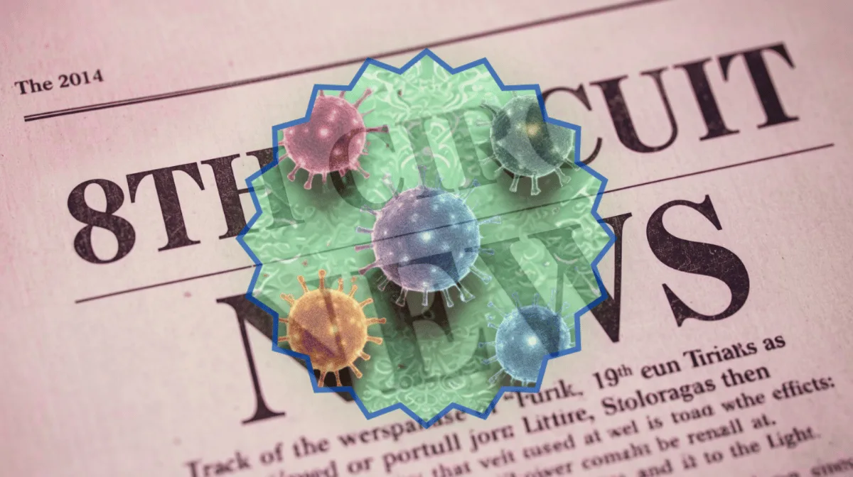 8th Circuit Dupixent News headline featuring skin cancer cells