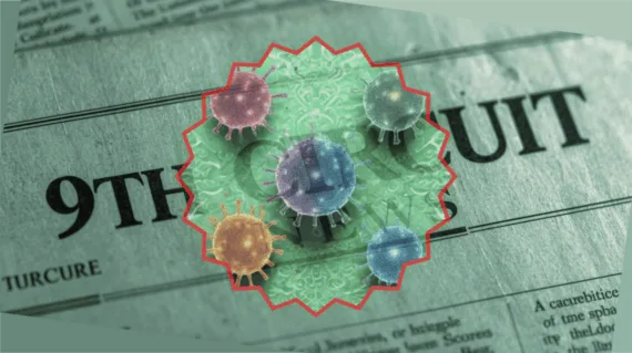 9th Circuit Dupixent News headline featuring skin cancer cells