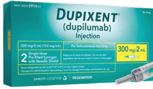 DUPIXENT (dupilumab) Injection 300 mg/2mL, 2 Single-dose Pre-filled Syringes with Needle Shield. SANOFI GENZYME REGENERON. Rx Only.